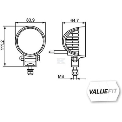 Lampa robocza LED, okrągła 500lm 12/24V 1G0357000001 | Exvi