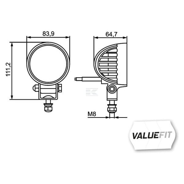 Lampa robocza LED, okrągła 500lm 12/24V 1G0357000001 | Exvi