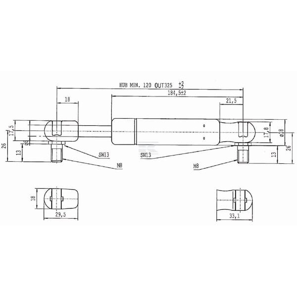 Sprężyna gazowa L325 mm 350N Stabilus CA510599 | Exvi