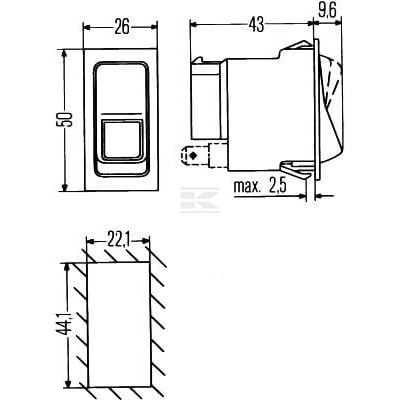 Przełącznik kołyskowy, I-0, 4-pin 6EH004570021 | Exvi