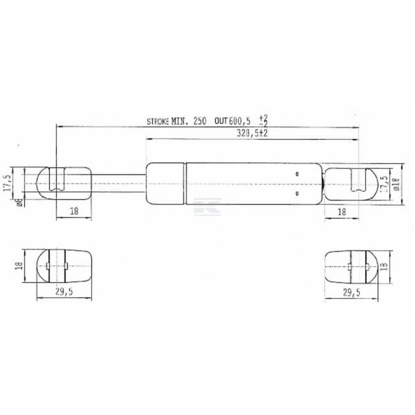 Sprężyna gazowa L600.5 mm 210N Stabilus CA516600 | Exvi