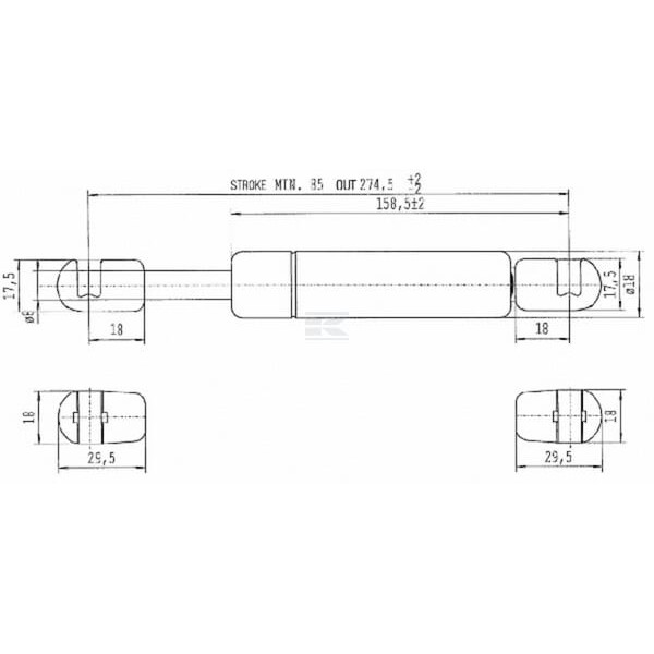 Sprężyna gazowa L274.5 mm 100N Stabilus CA516678 | Exvi