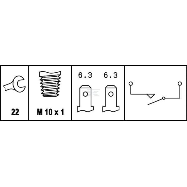 Włącznik świateł stop, 12V, 2-pin styk 6DL003262001 | Exvi