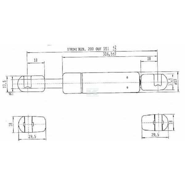 Sprężyna gazowa L551 mm 100N Stabilus CA667110 | Exvi