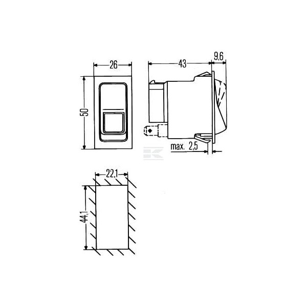 Przełącznik kołyskowy, II-I-0, 3-pin 6RH004570151 | Exvi