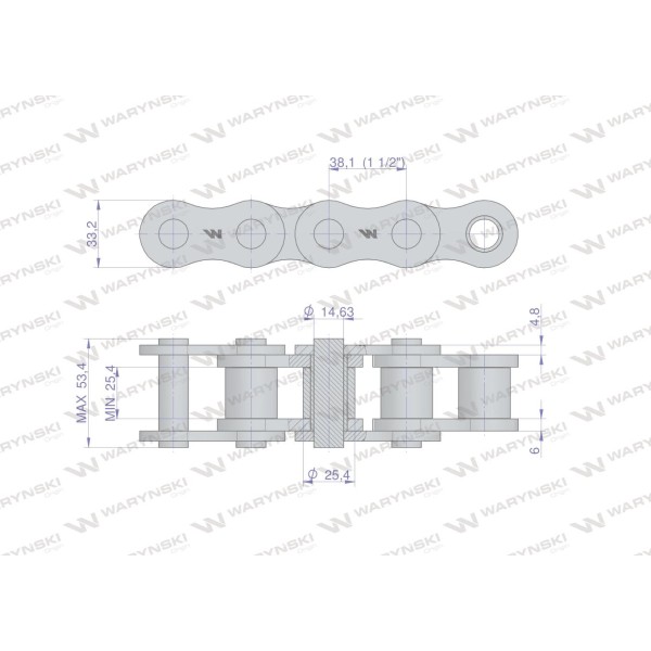 Łańcuch rolkowy 24B-1 (R1 1.1/2) 2.5 m L24B1-2.5M | Exvi