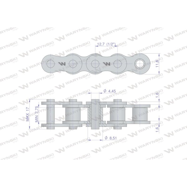 Łańcuch rolkowy 08B-1 (R1 1/2) 2.5 m L08B1-2.5M | Exvi