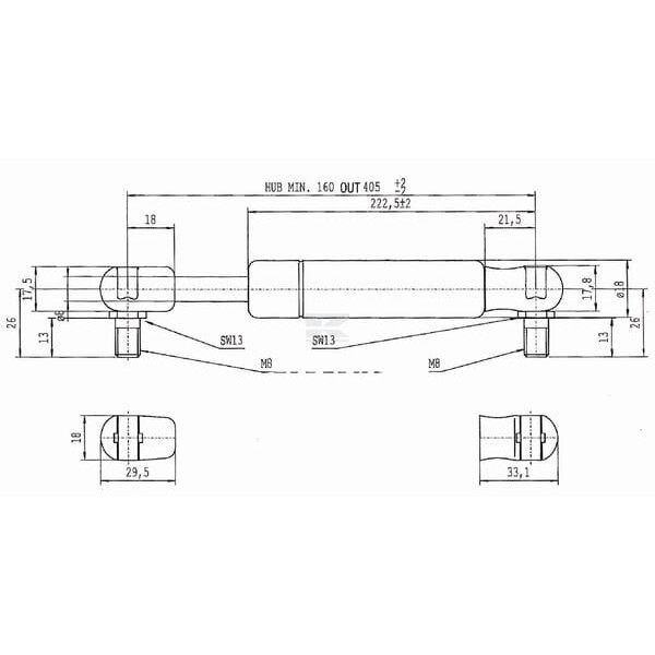 Sprężyna gazowa L405 mm 200N Stabilus CA083585 | Exvi