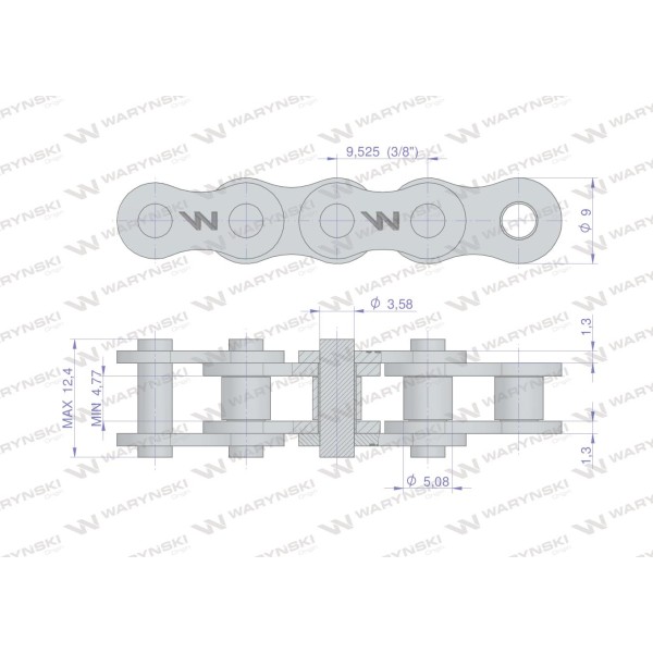 Łańcuch rolkowy wzmocniony 06A-1 ANSI A L06A1-2.5M | Exvi