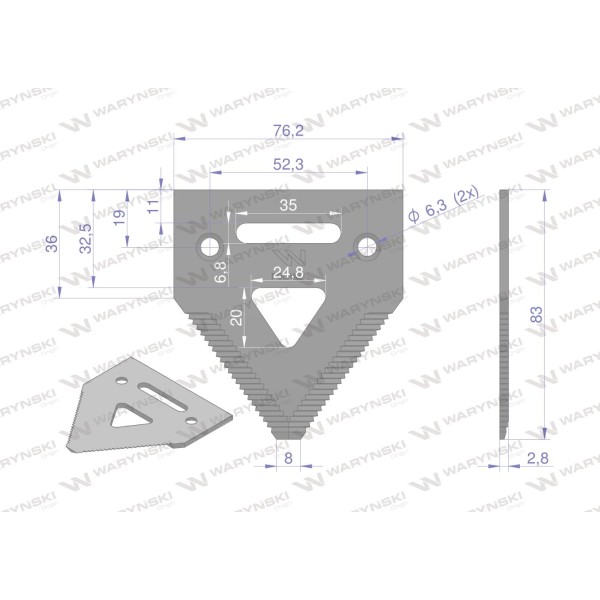 Nóż żniwny 83x76x3mm otwór 6.5 WKZ83X76X3/1 | Exvi