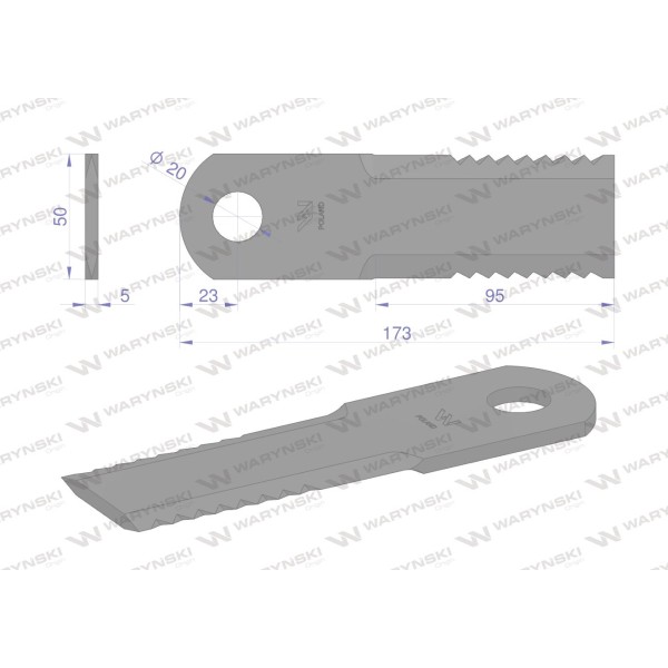 Nóż obrotowy rozdrabniacz słomy WRR173X50X5 | Exvi