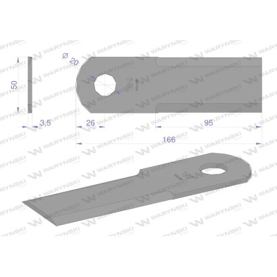 Nóż obrotowy rozdrabniacz słomy WRR166X50X3.5 | Exvi
