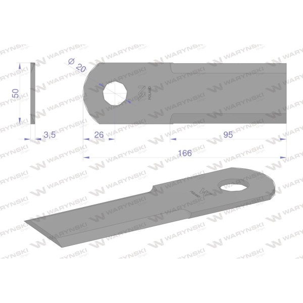 Nóż obrotowy rozdrabniacz słomy WRR166X50X3.5 | Exvi