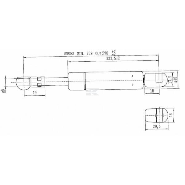 Sprężyna gazowa L590 mm 240N Stabilus CA897884 | Exvi