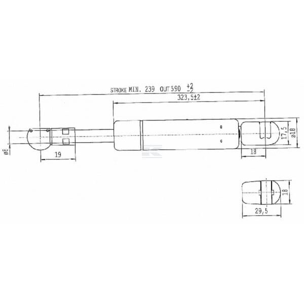 Sprężyna gazowa L590 mm 370N Stabilus CA984442 | Exvi