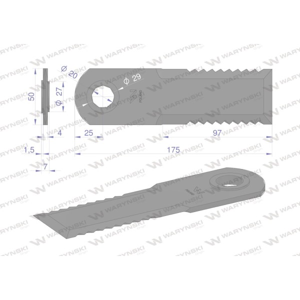 Nóż obrotowy rozdrabniacz słomy WRR175X50X4/2 | Exvi