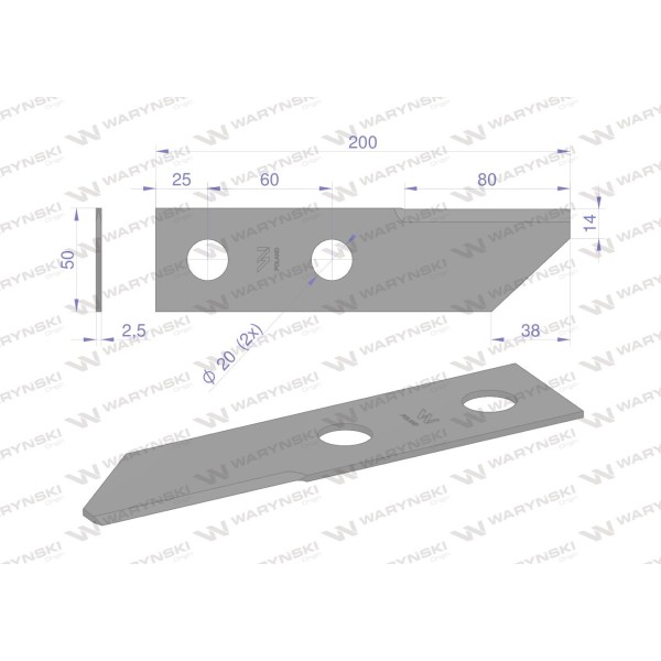 Nóż obrotowy rozdrabniacz słomy WRR200X50X2.5 | Exvi