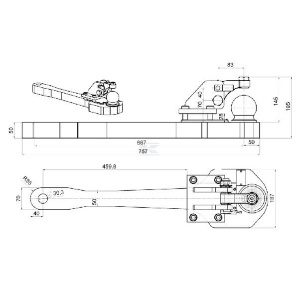 Płyta nośna zaczepu, K80 757 mm 009603130A11 | Exvi