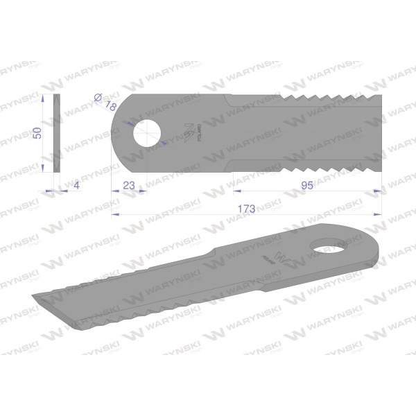 Nóż obrotowy rozdrabniacz słomy WRR173X50X4 | Exvi