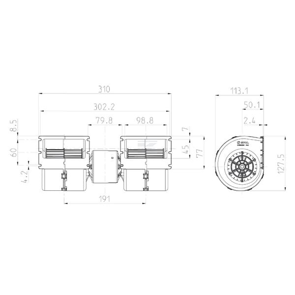 Dmuchawa podwójna 12V 008-A45-02 30000452 | Exvi