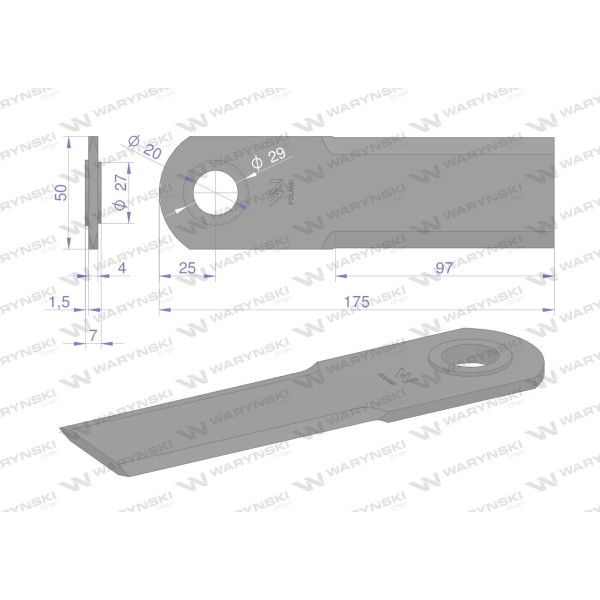 Nóż obrotowy rozdrabniacz słomy WRR175X50X4/1 | Exvi