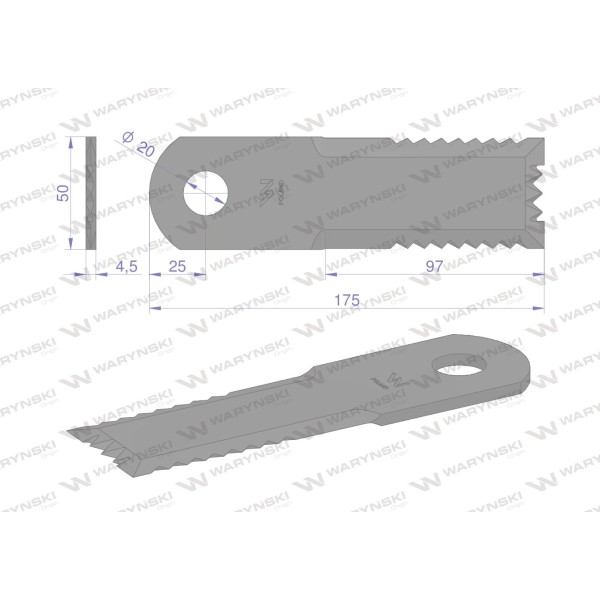 Nóż obrotowy rozdrabniacz słomy WRR175X50X4.5 | Exvi