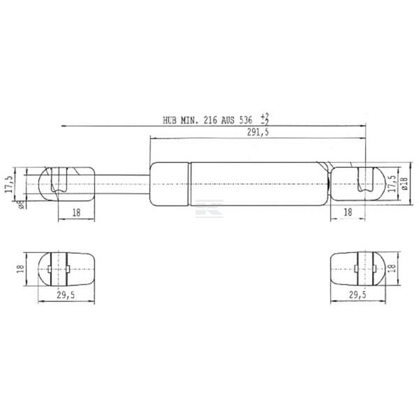 Sprężyna gazowa L536 mm 180N Stabilus CA1409FH | Exvi