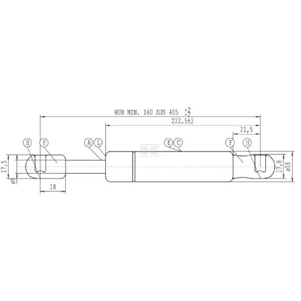 Sprężyna gazowa L405 mm 250N Stabilus CA752835 | Exvi