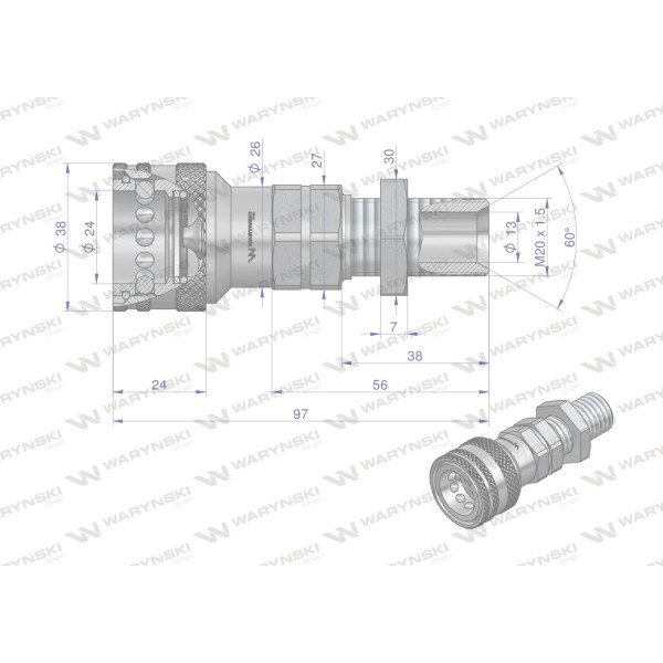Szybkozłącze hydrauliczne gniazdo long WIAM20MZL | Exvi