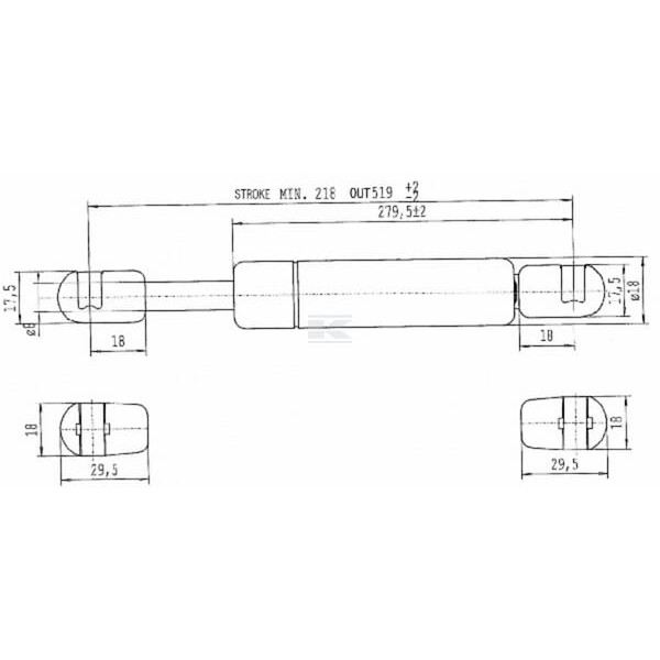 Sprężyna gazowa L519 mm 270N Stabilus CA666386 | Exvi