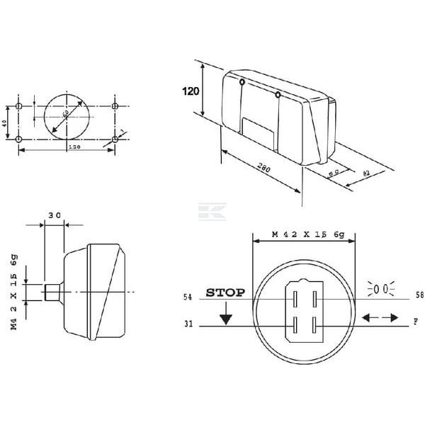 Lampa tylna zespolona 280x120mm, lewa Cobo 02256000 | Exvi
