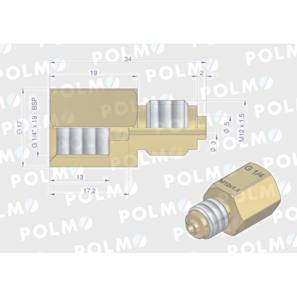 Złączka manometryczna gwint zewnętrzny ZMM12R14BAP | Exvi