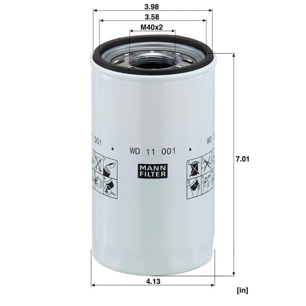 Filtr wymienny oleju hydr. WD11001 | Exvi