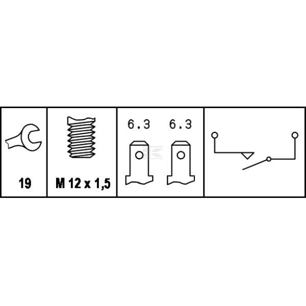Przełącznik światła cofania 12V 2-pin 6ZF004842001 | Exvi