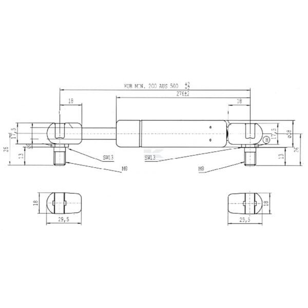 Sprężyna gazowa L500 mm 250N Stabilus CA167703 | Exvi