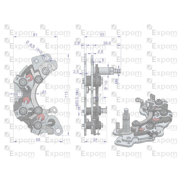 Prostownik diody alternatoraMF3 Nowy Typ EX2410204EX | Exvi