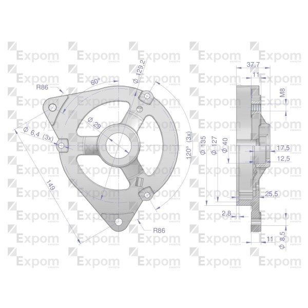 Pokrywa przednia alternatora AX260000EX EX260003EX | Exvi