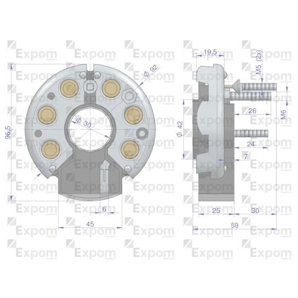 Prostownik Diody alternatora 16.905.254 16/90-525/4 | Exvi