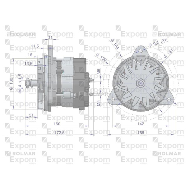 Alternator mocowany na sprężarkę EX241020EX | Exvi
