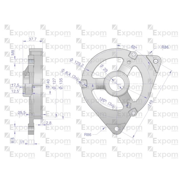 Pokrywa przednia alternatora AX230000 AX230003EX | Exvi