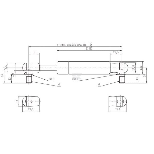 Sprężyna gazowa L385 mm 1150N Stabilus CA095311 | Exvi
