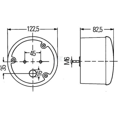 Lampa stop, okrągła 12/24V czerwona 2TA964169061 | Exvi