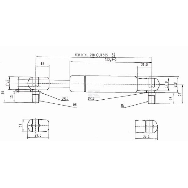 Sprężyna gazowa L585 mm 100N Stabilus CA083887 | Exvi