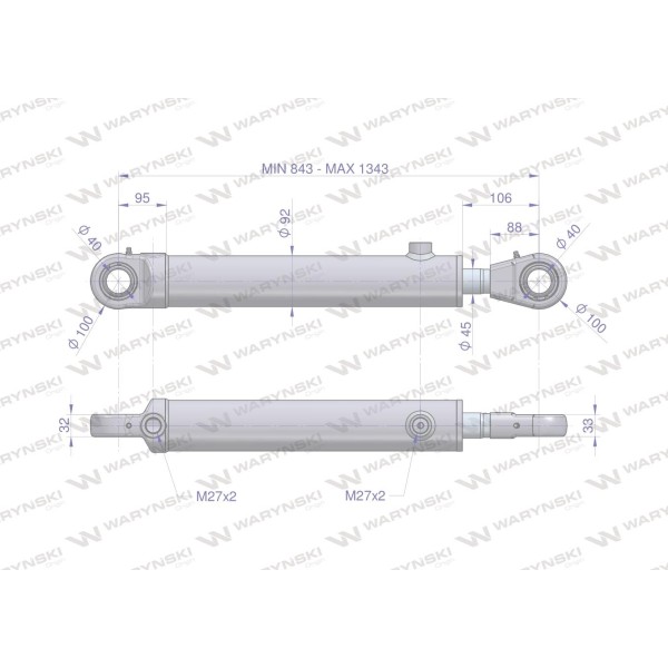 Cylinder hydrauliczny - siłownik SH2P45H500Z | Exvi