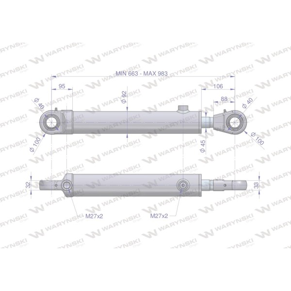 Cylinder hydrauliczny - siłownik SH2P45H320Z | Exvi