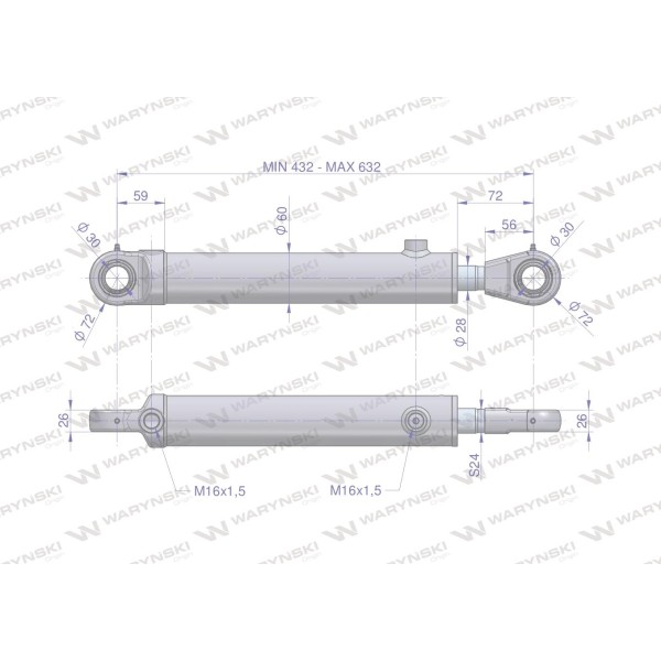 Cylinder hydrauliczny - siłownik SH2P28H200Z-A | Exvi