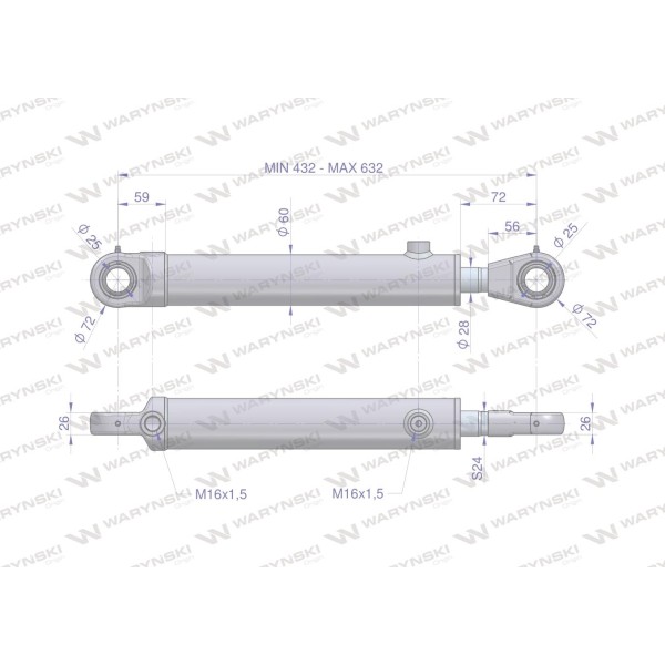 Cylinder hydrauliczny - siłownik SH2P28H200Z | Exvi