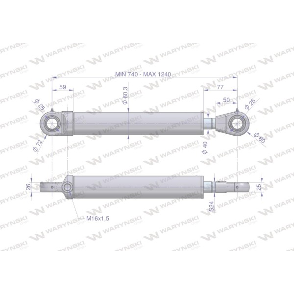 Cylinder hydrauliczny - siłownik SH1P40H500Z | Exvi