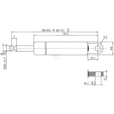 Sprężyna gazowa L257 mm 280N Stabilus CA052507 | Exvi
