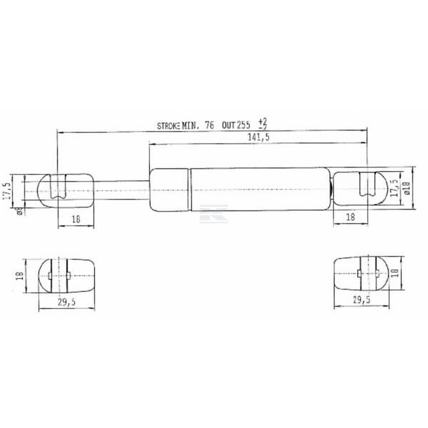 Sprężyna gazowa L255 mm 175N Stabilus CA533394 | Exvi